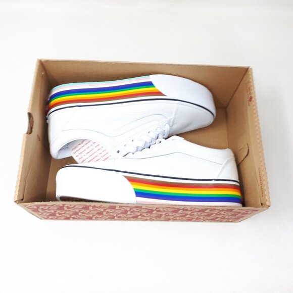 Vans Old Skool Stackform Platform Shoe Sneaker White Pride Mens 7 / Womens 8.5 - Picture 12 of 12